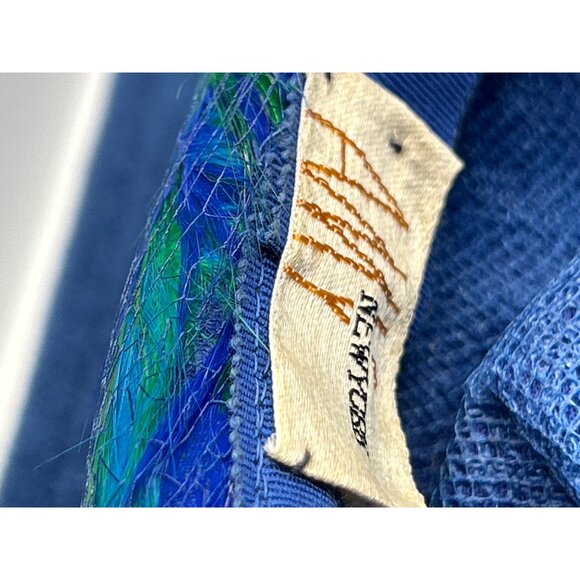 Vintage Blue & Green Feather bubble Hat Amy NY - Picture 9 of 12